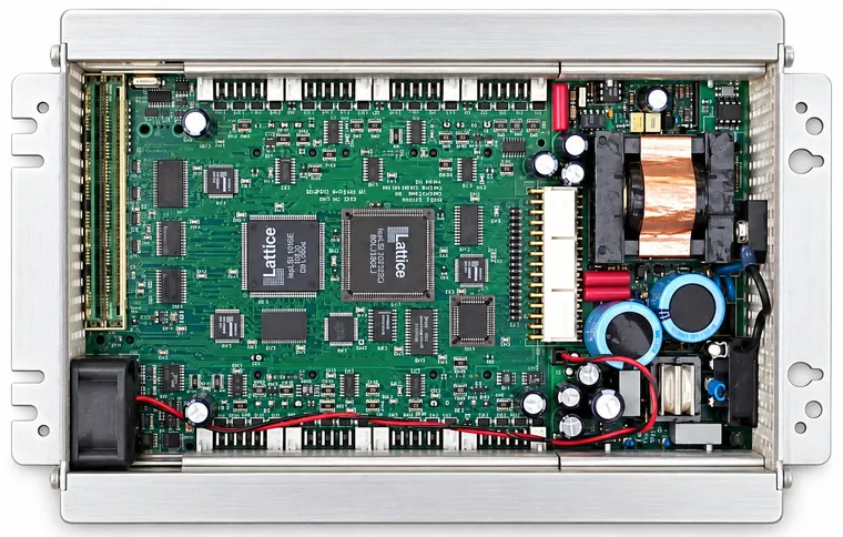 Inside the Testra SS4544 motion control system, showing the drive and control boards